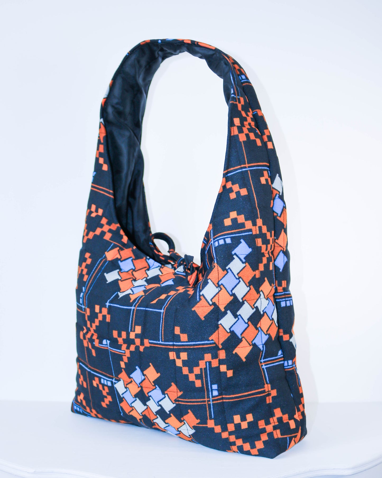 Patterned bag on a white background