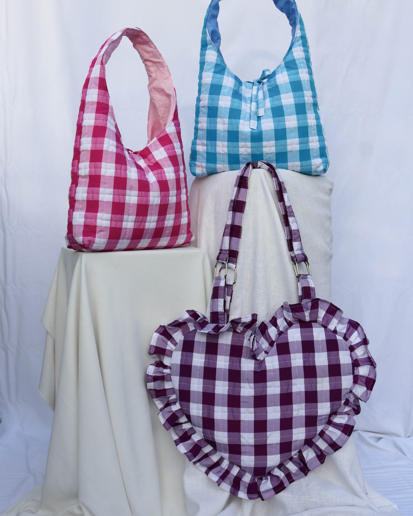Lottie bag in purple gingham taffeta