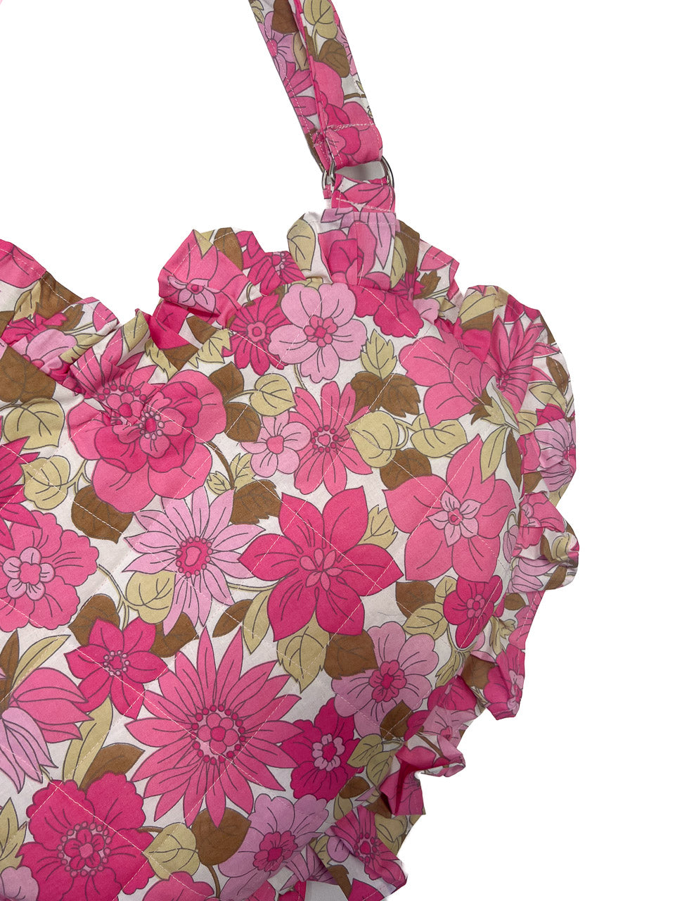 Pink ‘Lolita’ Floral Ruffle Heart Tote Bag