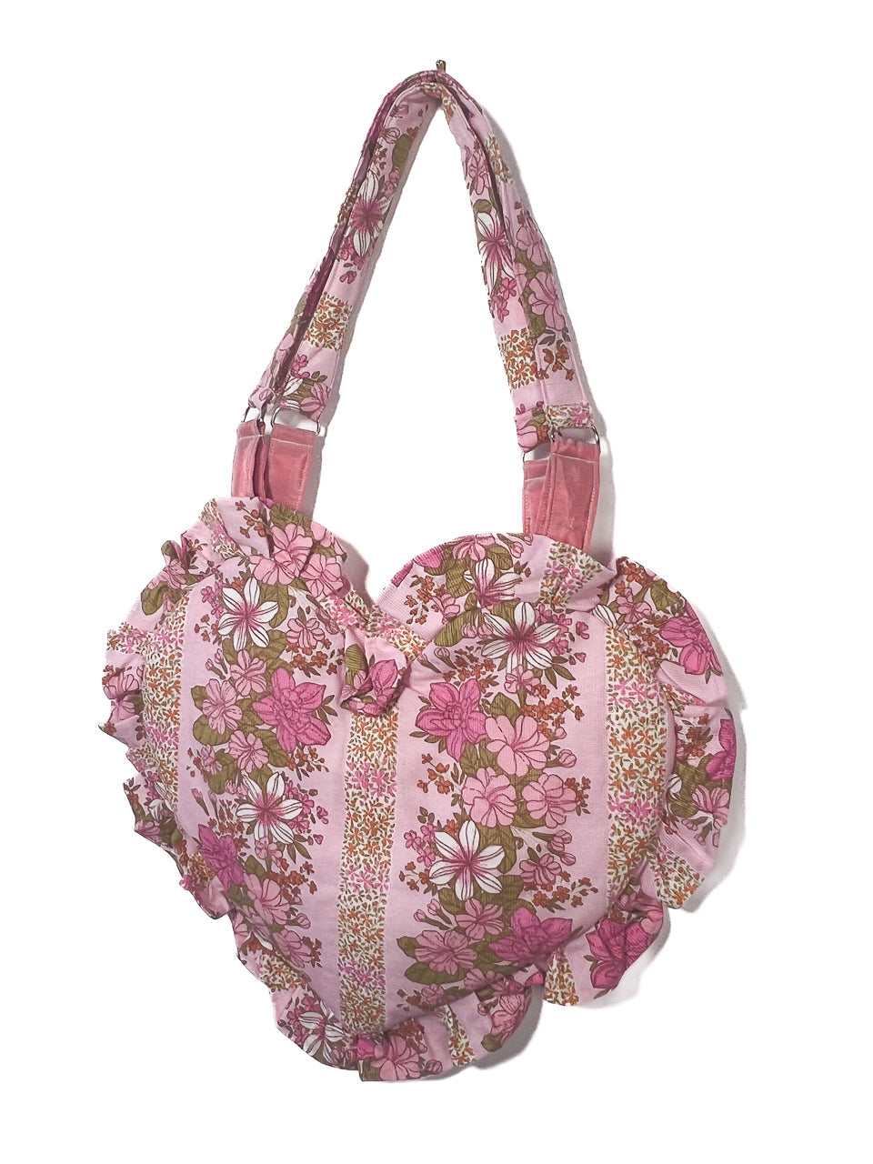 Pink Retro Ruffle Heart Tote Bag