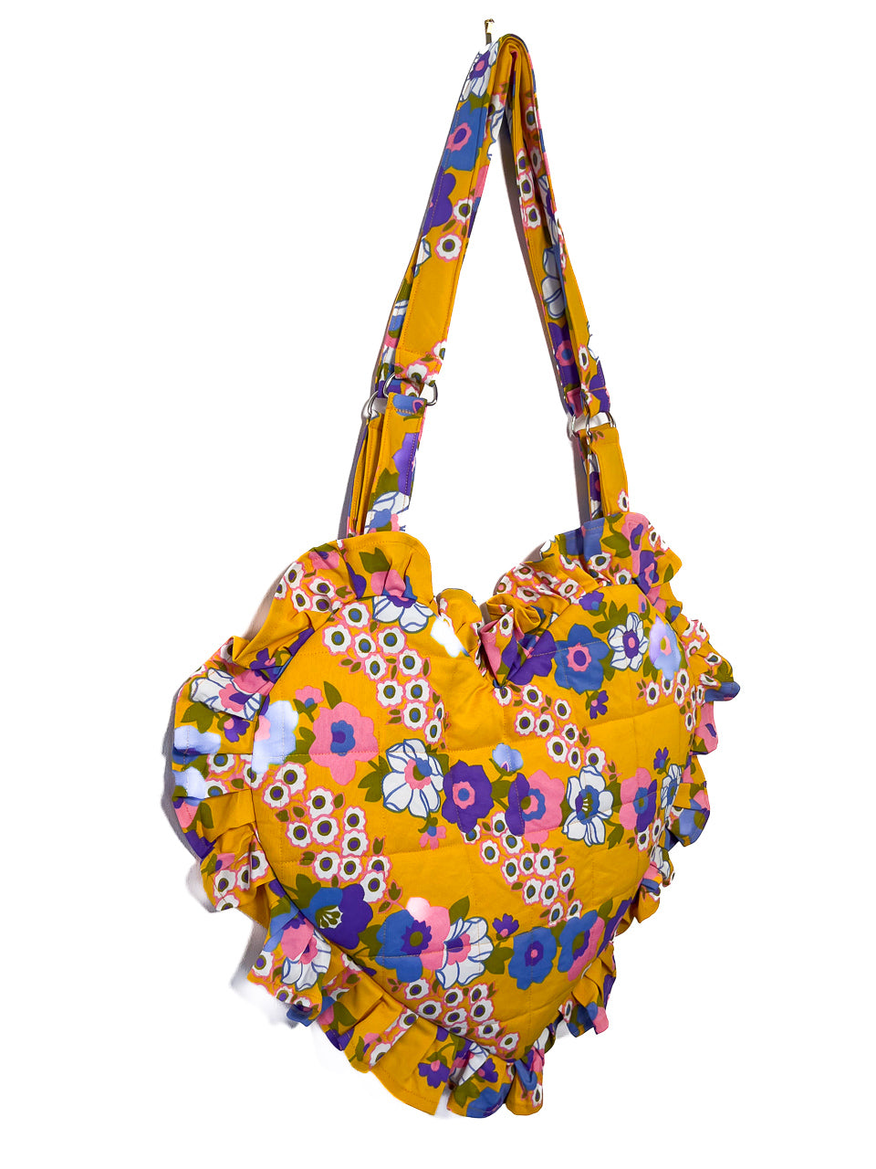 Yellow and purple Ruffle Heart Tote Bag