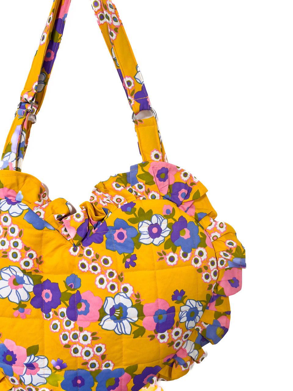 Yellow and purple Ruffle Heart Tote Bag