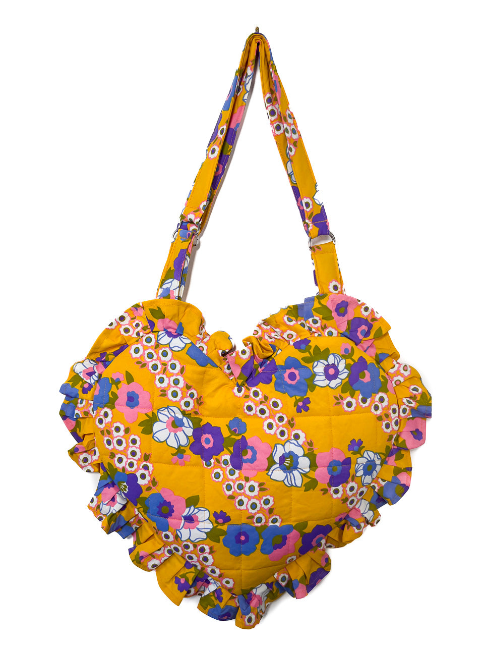 Yellow and purple Ruffle Heart Tote Bag