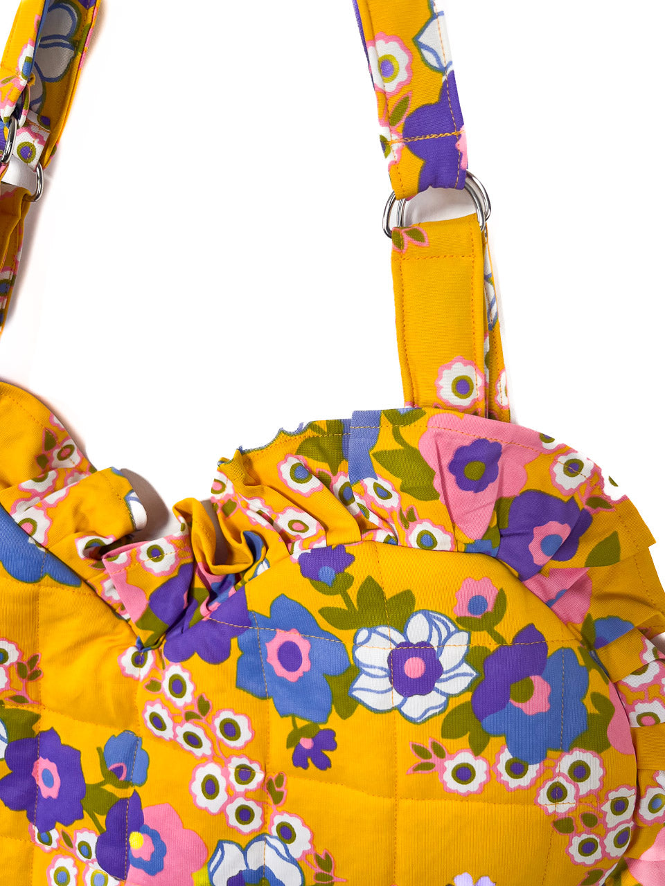 Yellow and purple Ruffle Heart Tote Bag