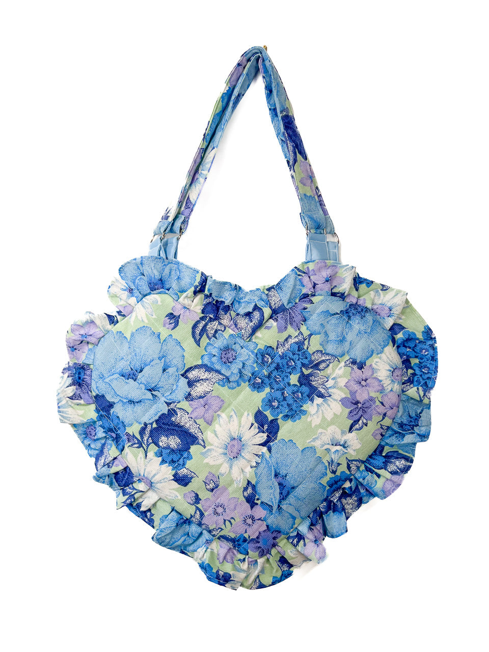 Blue Floral Heart Tote Bag