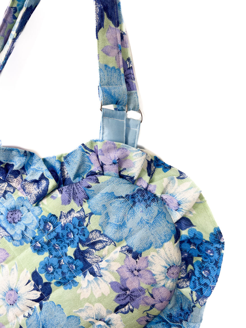 Blue Floral Heart Tote Bag