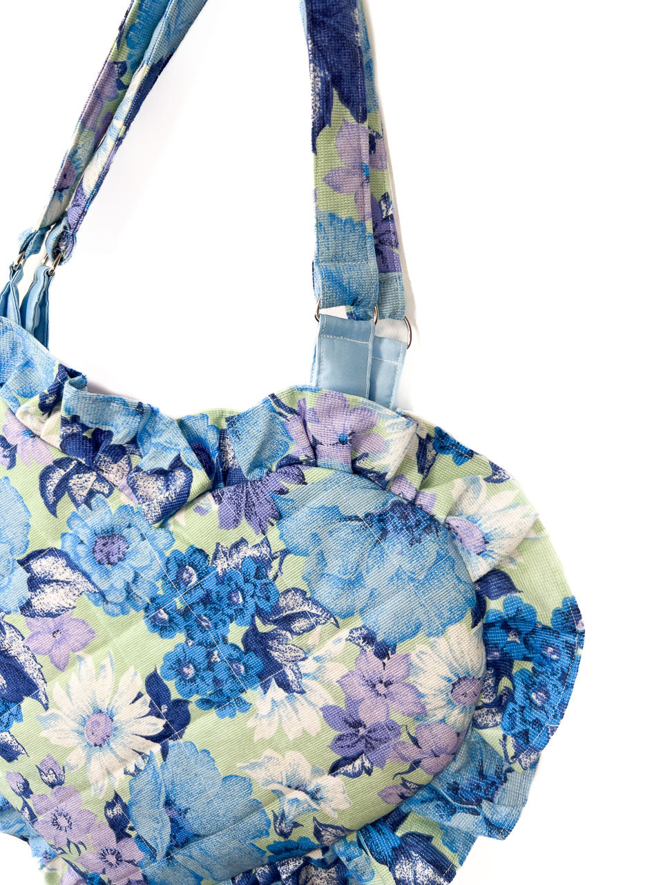 Blue Floral Heart Tote Bag