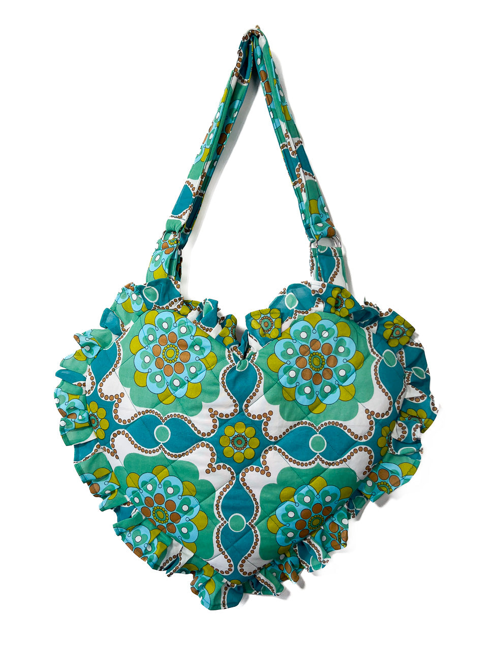 Turquoise Ruffle Heart Tote Bag