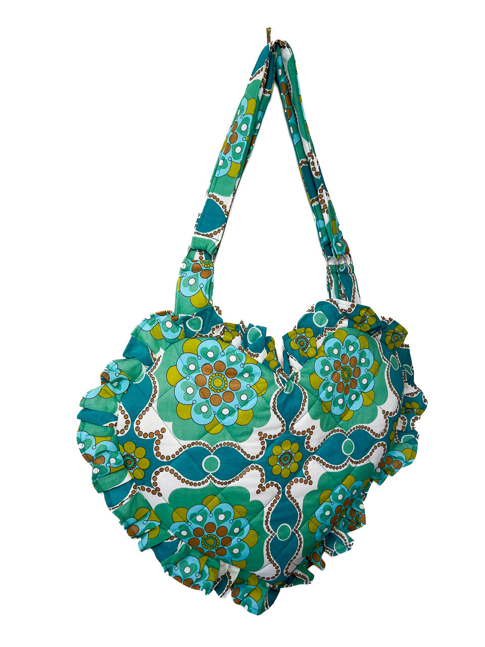 Turquoise Ruffle Heart Tote Bag