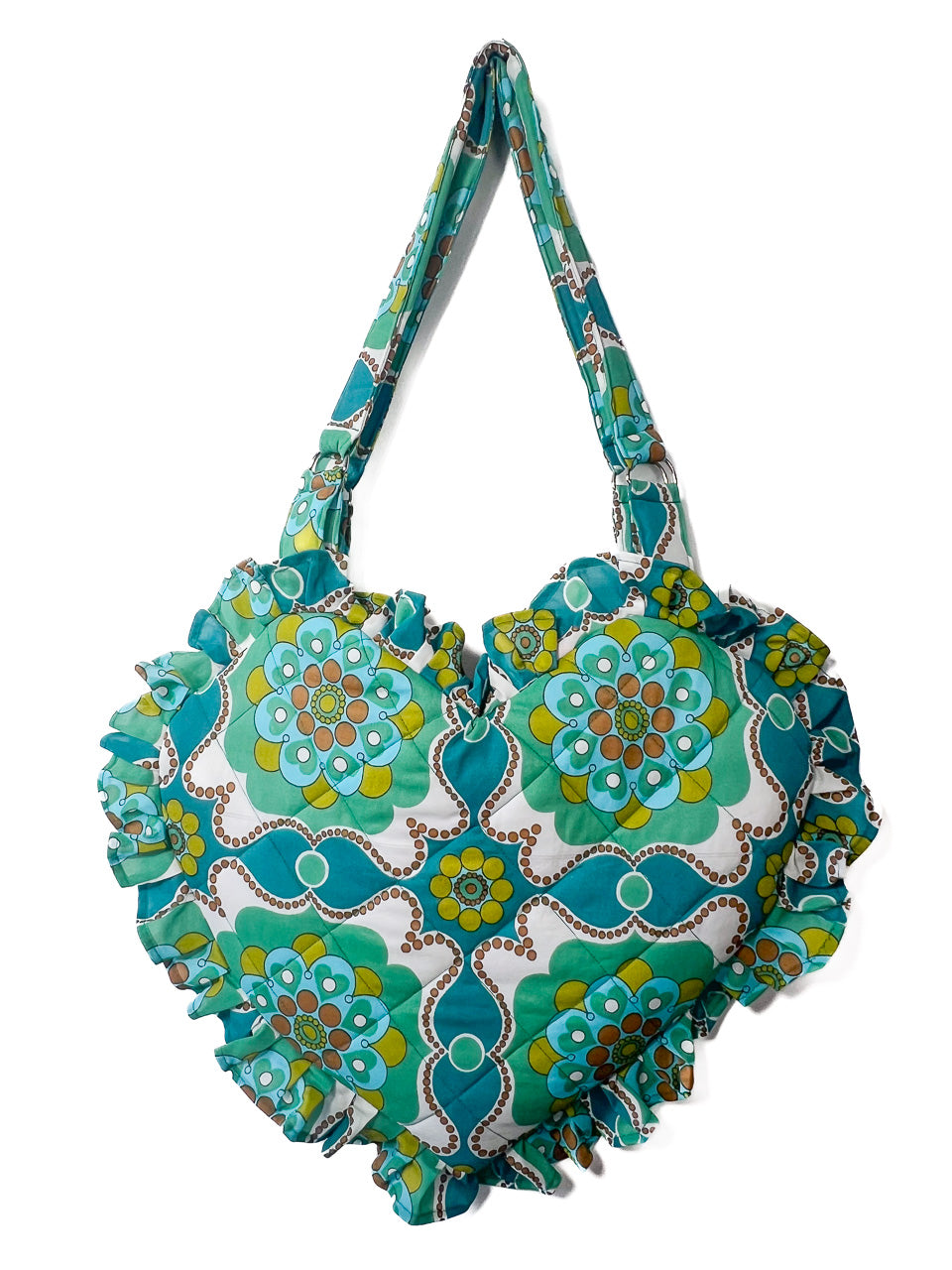 Turquoise Ruffle Heart Tote Bag