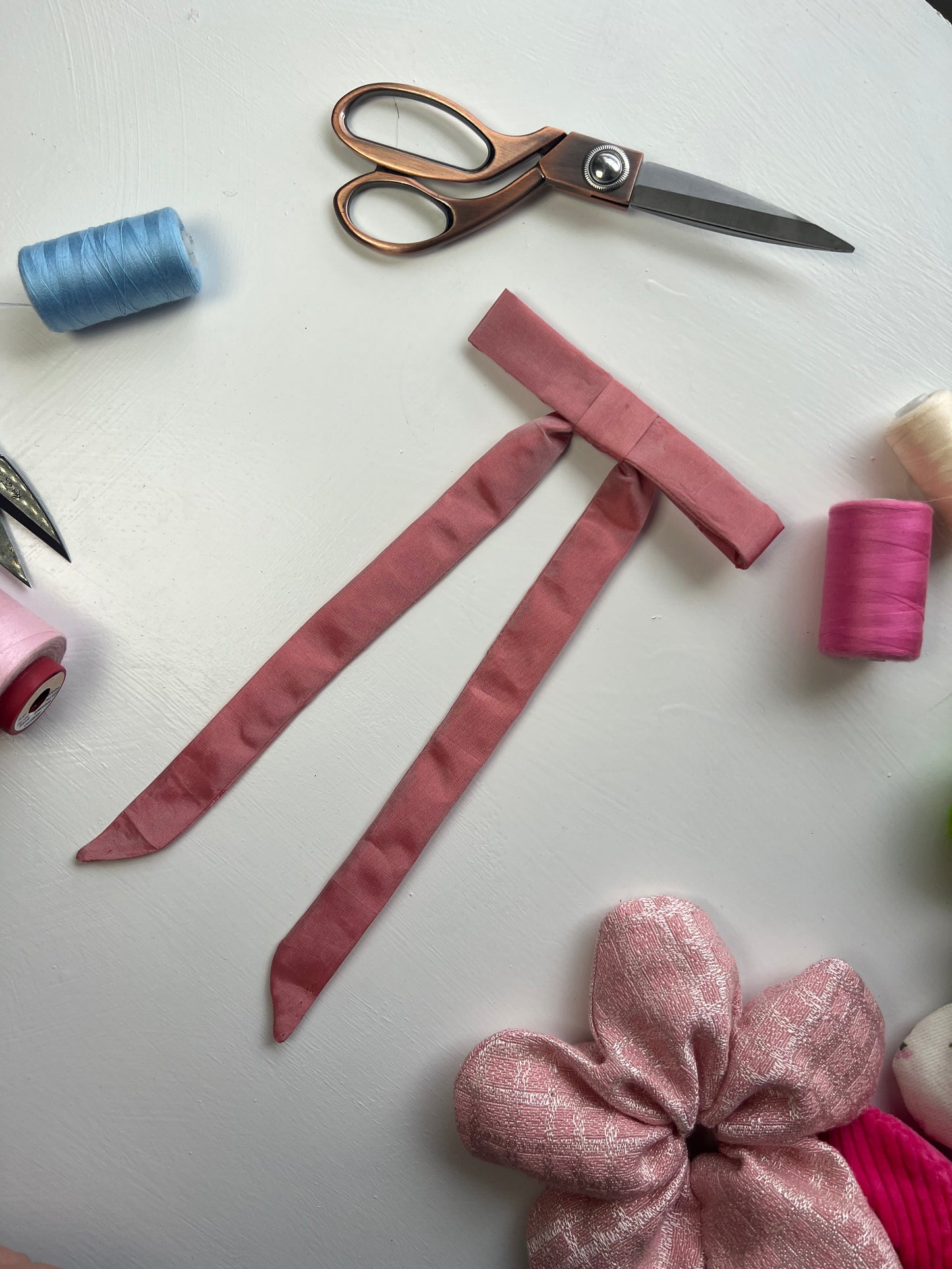 Pink Taffeta Bow Hair Clip