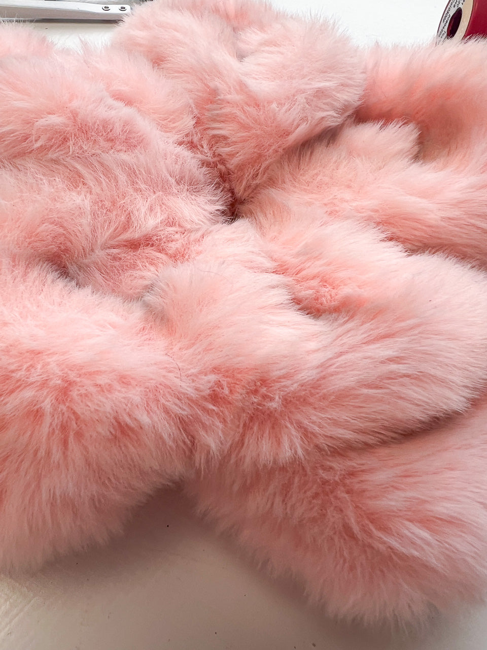 Pink Faux Fur Oversize Flower Scrunchie