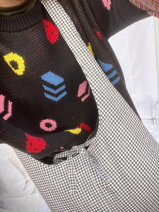 Sonia bag in black gingham - Crossbody