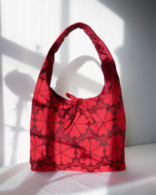 Sonia bag in red geometric print - Large