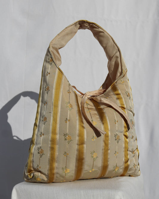 Sonia bag in gold stripe jacquard - Small
