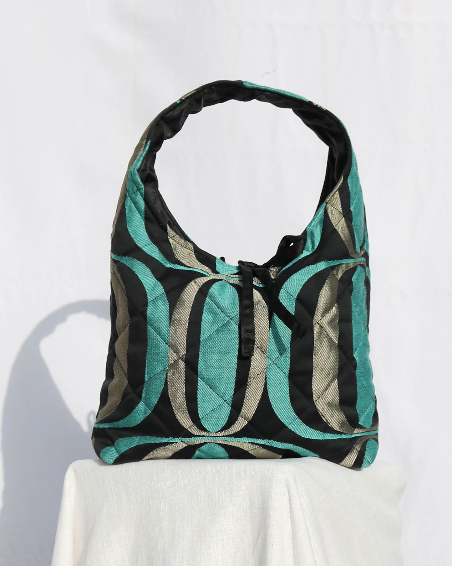 Sonia bag in blue and silver jacquard - Small