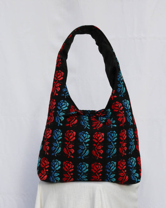 Sonia bag in blue and red floral - Large