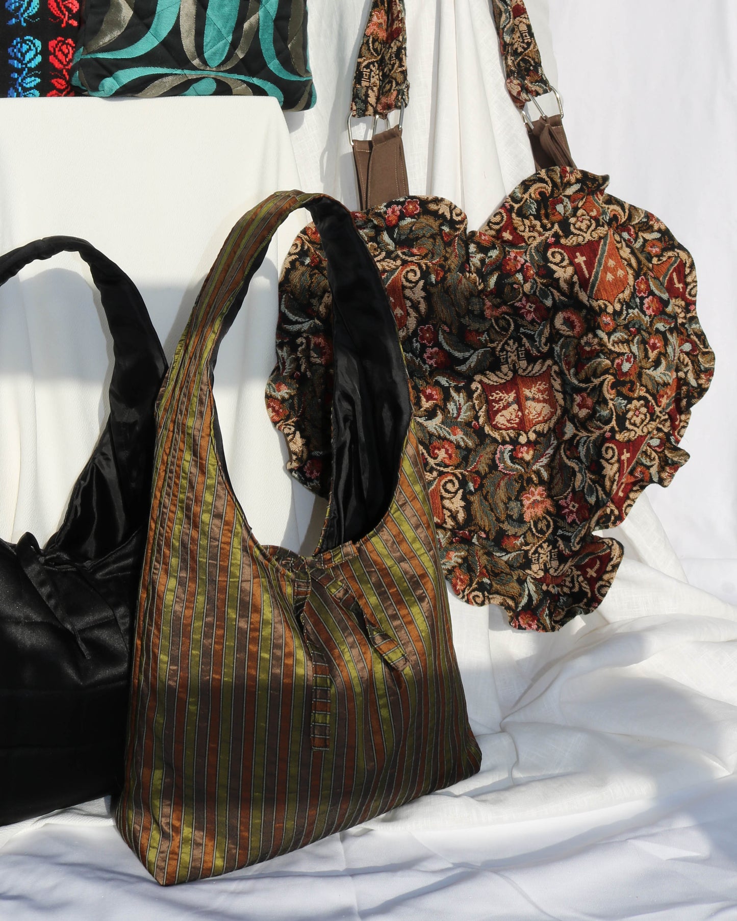 Sonia bag in stripe taffeta - Large