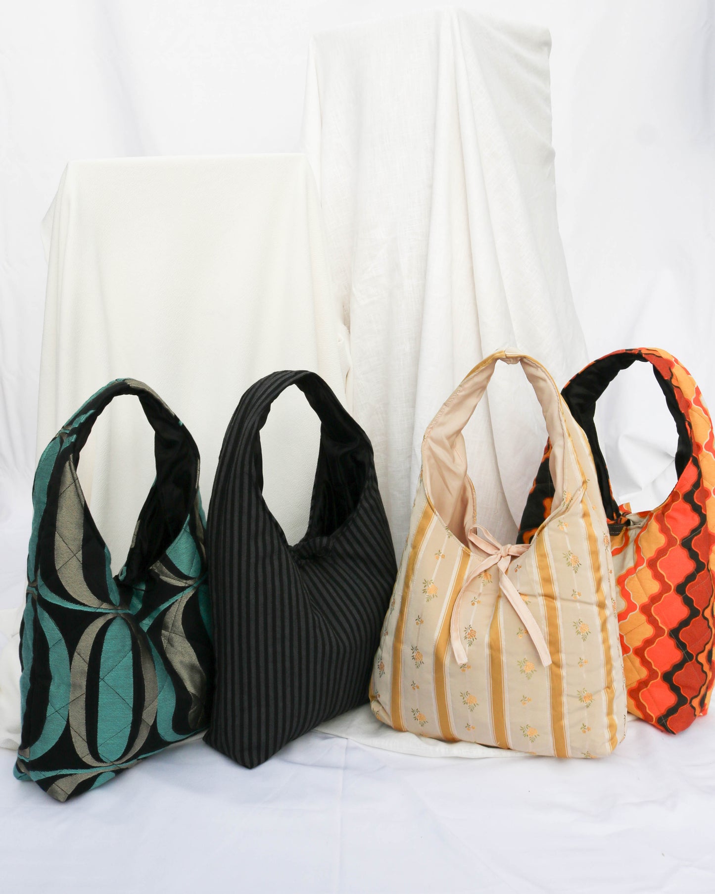 Sonia bag in blue and silver jacquard - Small