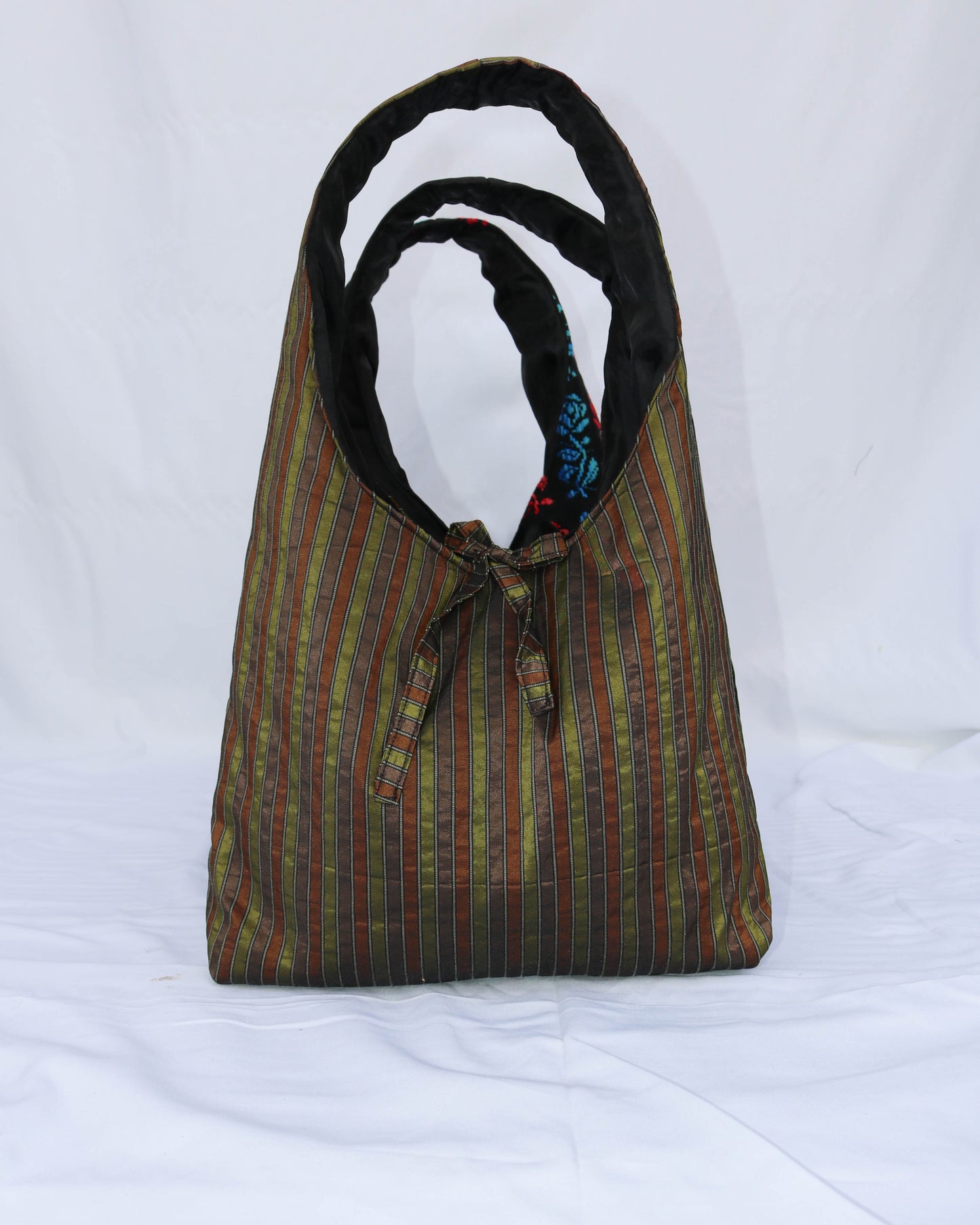 Sonia bag in stripe taffeta - Large